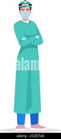 Surgeon semi flat RGB color vector illustration Stock Vector