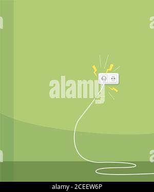 High voltage semi flat RGB color vector illustration Stock Vector
