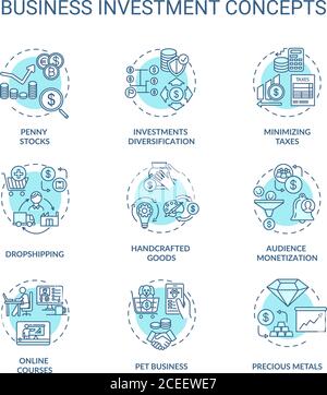 Business investment concept icons set Stock Vector
