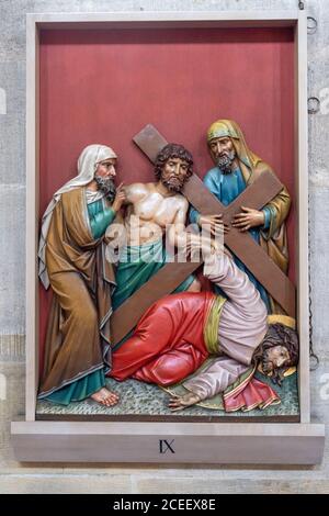 Esslingen, BW / Germany - 22 July 2020: view of a biblical painting inside the nave of St. Paul Minster in Esslingen Stock Photo