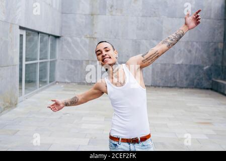 Tattooed man with piercing Stock Photo