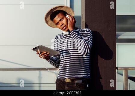 Relaxed man listening to music Stock Photo
