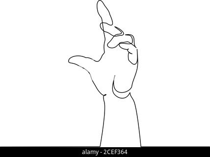 Hand showing something sign. Continuous one line art drawing style. Black linear sketch isolated on white background. Vector illustration Stock Vector