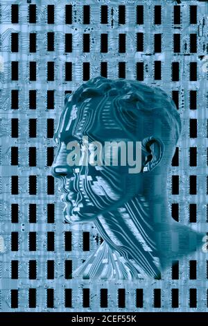 Futuristic IT man, technology, AI concept Stock Photo