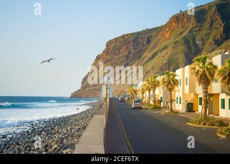 Ocean front village road. Jardim do Mar. Madeira island, Portugal Stock Photo