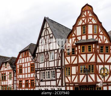 Limburg, Hessen / Germany - 1 August 2020: gorgeous half-timbered house skyline in historic Limburg Stock Photo
