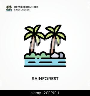 Rainforest detailed rounded lineal color. Modern vector illustration concepts. Easy to edit and customize. Stock Vector