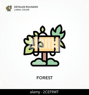 Forest detailed rounded lineal color. Modern vector illustration concepts. Easy to edit and customize. Stock Vector