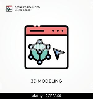 3d modeling detailed rounded lineal color. Modern vector illustration ...