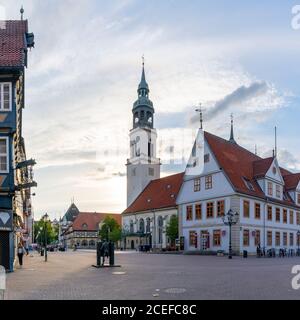 Celle, Niedersachsen / Germany - 3 August 2020: view of the St. Marien Church in the historic city center of Celle