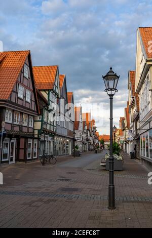 Celle, Niedersachsen / Germany - 3 August 2020: beautiful summer evening in the historic old town of Celle in Lower Saxony