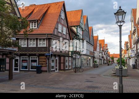 Celle, Niedersachsen / Germany - 3 August 2020: beautiful summer evening in the historic old town of Celle in Lower Saxony Celle, Niedersachsen / Germany - 3 August 2020: beautiful summer evening in the historic old town of Celle in Lower Saxony