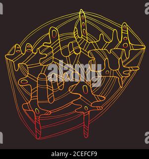 Decorative, abstract, beautiful frame in steampunk style, yellow Stock Vector