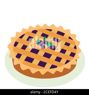 Comic style hot, freshly baked blueberry, fruit pie, cartoon vec Stock Vector