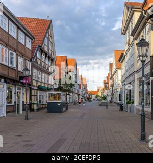 Celle, Niedersachsen / Germany - 3 August 2020: beautiful summer evening in the historic old town of Celle in Lower Saxony