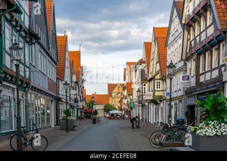 Celle, Niedersachsen / Germany - 3 August 2020: beautiful summer evening in the historic old town of Celle in Lower Saxony Celle, Niedersachsen / Germany - 3 August 2020: beautiful summer evening in the historic old town of Celle in Lower Saxony
