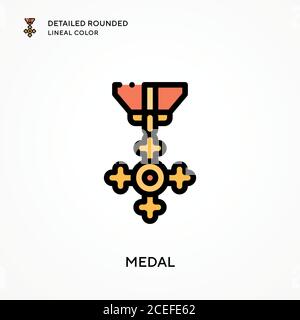 Medal detailed rounded lineal color. Modern vector illustration concepts. Easy to edit and customize. Stock Vector