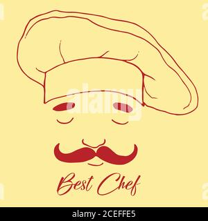 Silhouette of head chef, cartoon style, beautiful flat icon, cut Stock Vector