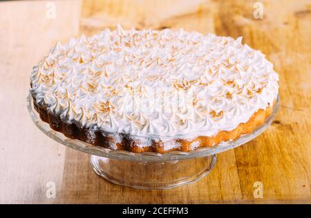 Delicious tart with baked meringue Stock Photo