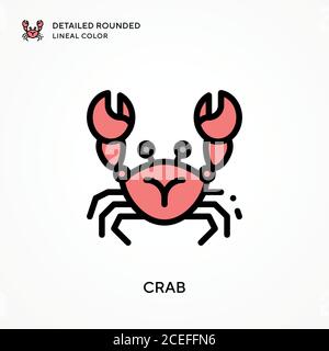 Crab detailed rounded lineal color. Modern vector illustration concepts. Easy to edit and customize. Stock Vector