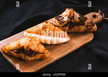 Assorted croissants with filling Stock Photo