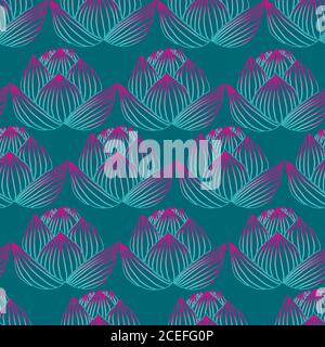 Beautiful, bright lotus flower, pink blue neon color gradient ou Stock Vector