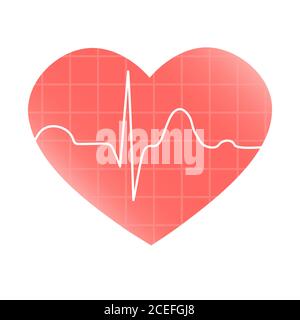 Stylized illustration of a heart and cardiogram. Stock Vector