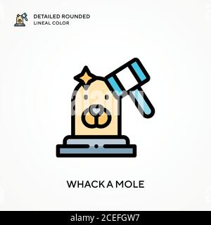 Whack a mole detailed rounded lineal color. Modern vector illustration concepts. Easy to edit and customize. Stock Vector