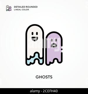 Ghosts detailed rounded lineal color. Modern vector illustration concepts. Easy to edit and customize. Stock Vector