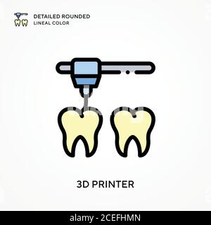 3d printer detailed rounded lineal color. Modern vector illustration ...