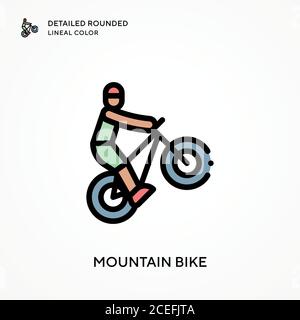 Mountain bike detailed rounded lineal color. Modern vector illustration concepts. Easy to edit and customize. Stock Vector