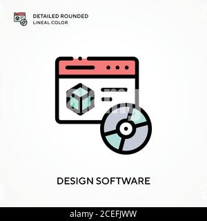 Design software detailed rounded lineal color. Modern vector illustration concepts. Easy to edit and customize. Stock Vector
