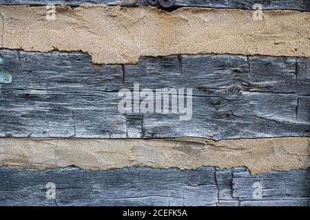 Wood Chink Wall Stock Photo