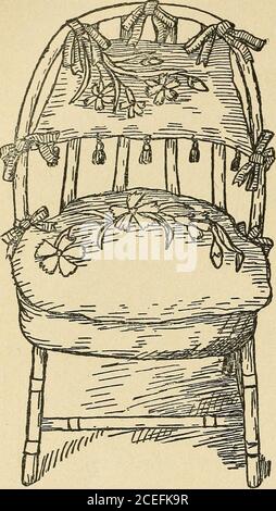 . Fancy work for pleasure and profit. an beeasily removed and laundered.CATCH-ALL.A dainty little trifle for the table,which will serve as a catch-all for cards,odds and ends, etc. is shown in the ac-companying illustration; it can be madeof eggshell board, ivorine or cardboardcovered. To make one like the model willrequire five pieces of stiff cardboard,twelve by twelve inches each. Covei each piece on both sides with art linen of a dull rose or light tan shade; overhand the edges neatly. If the ornamentation is to be embroidery, this part of the work must be done before the cardboard is cove Stock Photo