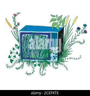 Bright colored doodle TV, cartoon style. Stock Vector