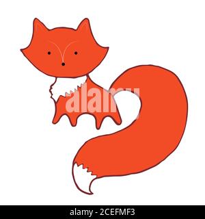 Cute cartoon little fox, isolated on white background Stock Vector