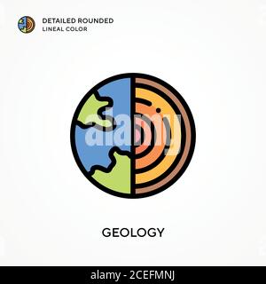 Geology detailed rounded lineal color. Modern vector illustration ...