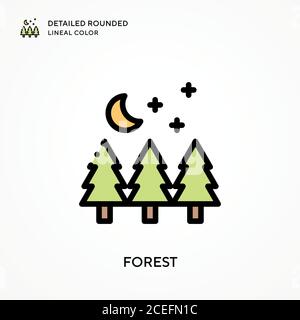 Forest detailed rounded lineal color. Modern vector illustration concepts. Easy to edit and customize. Stock Vector