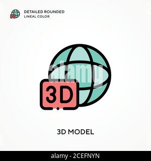 3d model detailed rounded lineal color. Modern vector illustration ...