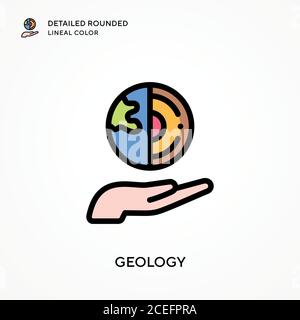 Geology detailed rounded lineal color. Modern vector illustration concepts. Easy to edit and customize. Stock Vector