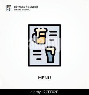 Menu detailed rounded lineal color. Modern vector illustration concepts. Easy to edit and customize. Stock Vector