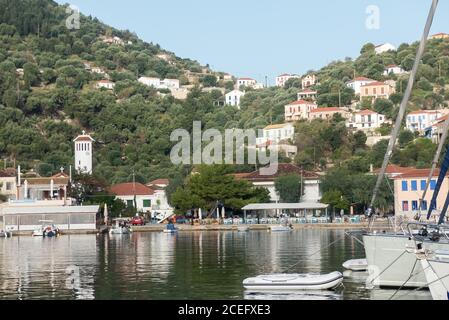 Ithaca in Greece: the pretty vlllage and harbour of Kioni Stock Photo