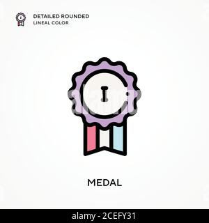 Medal detailed rounded lineal color. Modern vector illustration concepts. Easy to edit and customize. Stock Vector
