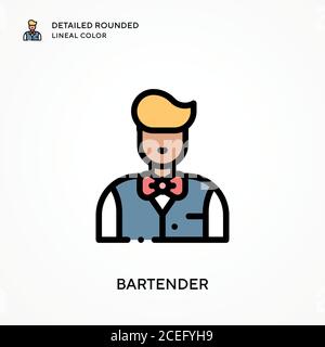 Bartender detailed rounded lineal color. Modern vector illustration ...