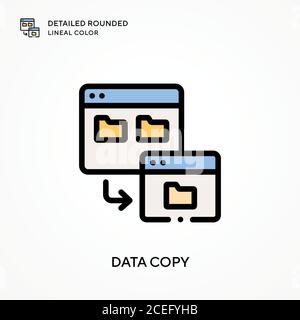 Data copy detailed rounded lineal color. Modern vector illustration concepts. Easy to edit and customize. Stock Vector