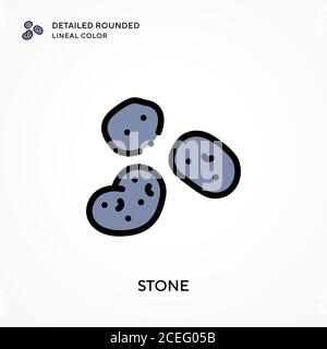 Stone detailed rounded lineal color. Modern vector illustration concepts. Easy to edit and customize. Stock Vector