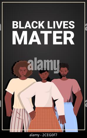 african american people against racial discrimination black lives matter concept social problems of racism vertical portrait vector illustration Stock Vector