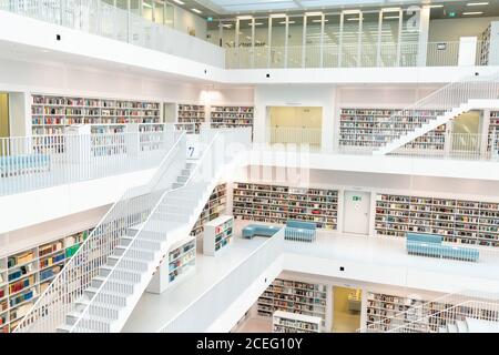 Stuttgart, BW / Germany - 22 July 2020: interior view of the municipal library in Stuttgart Stock Photo