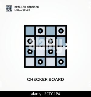 Checker board detailed rounded lineal color. Modern vector illustration concepts. Easy to edit and customize. Stock Vector
