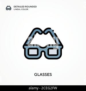 Glasses detailed rounded lineal color. Modern vector illustration concepts. Easy to edit and customize. Stock Vector